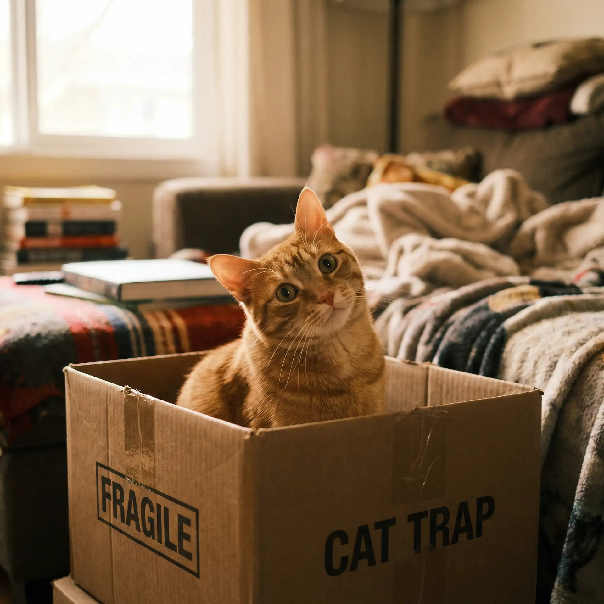 橘猫躲在纸箱里 - 哪里有nba直播